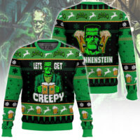 Hooktab Frankenstein's Monster Let's Get Creepy Ugly Christmas Sweater