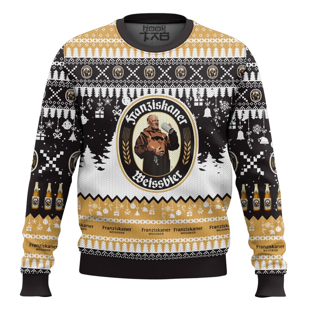 Hooktab Franziskaner German Beer Ugly Christmas Sweater Hooktab Franziskaner German Beer Ugly Christmas Sweater