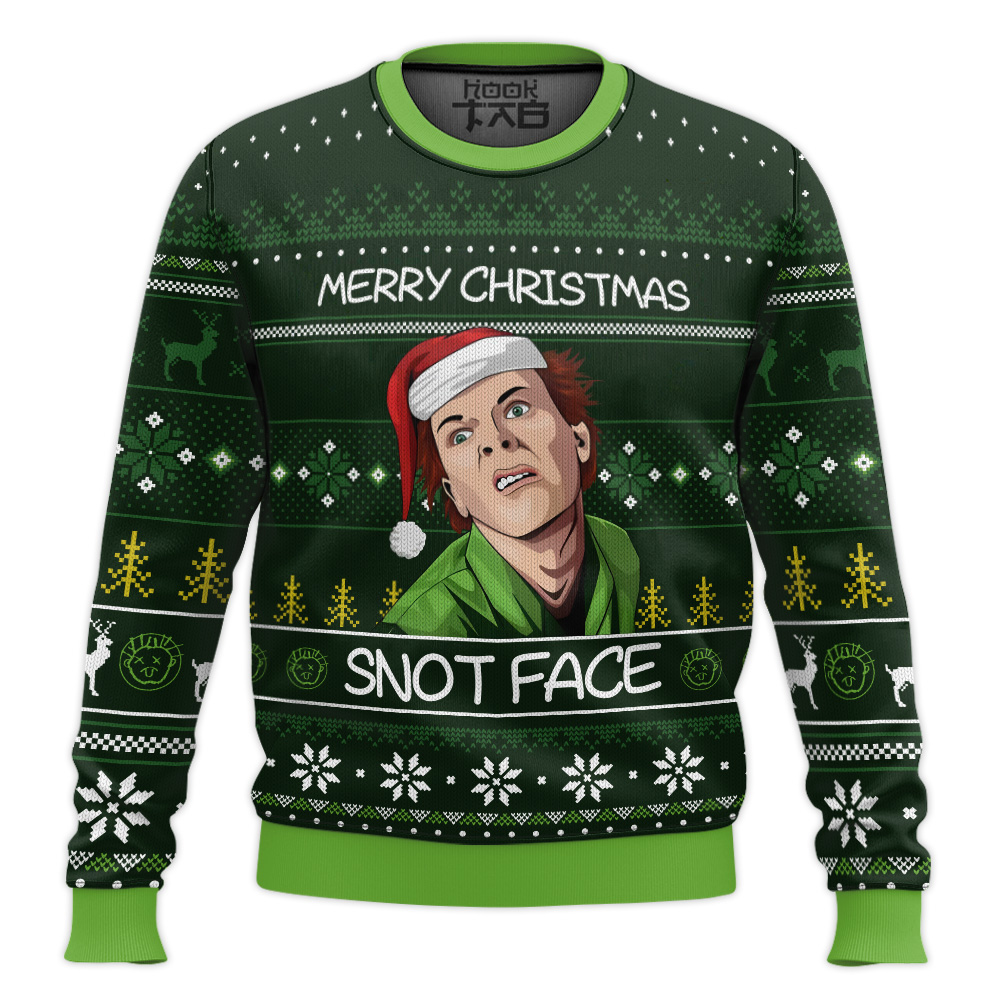 Hooktab Fred Snot Face Drop Dead Fred Ugly Christmas Sweater Hooktab Fred Snot Face Drop Dead Fred Ugly Christmas Sweater