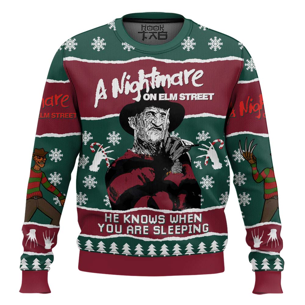 Hooktab Freddy Krueger A Nightmare On Elm Street - Custom Name Ugly Christmas Sweater Hooktab Freddy Krueger A Nightmare On Elm Street - Custom Name Ugly Christmas Sweater