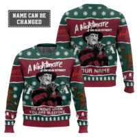 Hooktab Freddy Krueger A Nightmare On Elm Street - Custom Name Ugly Christmas Sweater