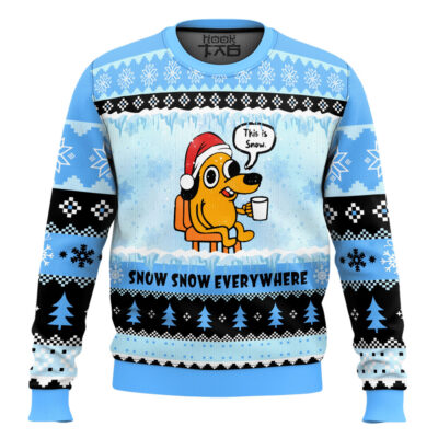 Freezing This Is Fine Meme Ugly Christmas Sweater
