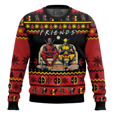 F.R.I.E.N.D.S Besties Deadpool & Wolverine Ugly Christmas Sweater