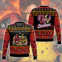 Hooktab F.R.I.E.N.D.S Besties Deadpool & Wolverine Ugly Christmas Sweater