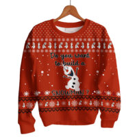 Hooktab Frozen Olaf "Do You Want To Build A Snowman" Ugly Christmas Sweater
