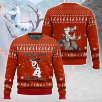 Hooktab Frozen Olaf "Do You Want To Build A Snowman" Ugly Christmas Sweater