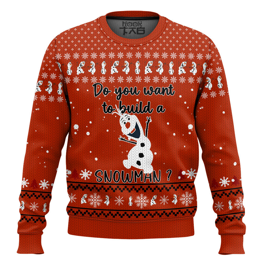 Hooktab Frozen Olaf "Do You Want To Build A Snowman" Ugly Christmas Sweater Hooktab Frozen Olaf "Do You Want To Build A Snowman" Ugly Christmas Sweater
