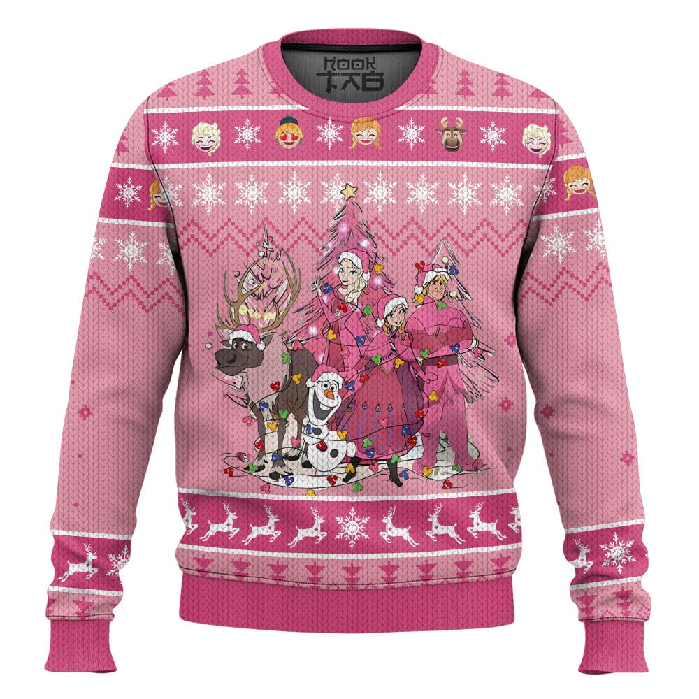 Hooktab Frozen Pink Ugly Christmas Sweater Hooktab Frozen Pink Ugly Christmas Sweater