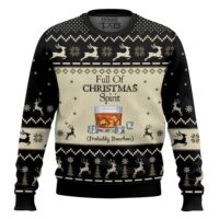 Hooktab Full Of Christmas Spirit Probably Bourbon Ugly Christmas Sweater