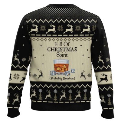 Hooktab Full Of Christmas Spirit Probably Bourbon Ugly Christmas Sweater