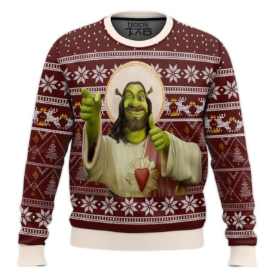Funny Jesus Shrek Ugly Christmas Sweater