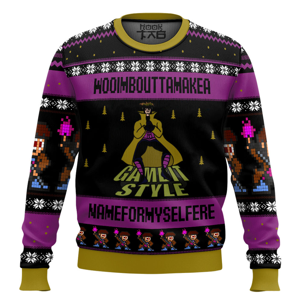 Hooktab Gambit Style Marvel Ugly Christmas Sweater Hooktab Gambit Style Marvel Ugly Christmas Sweater