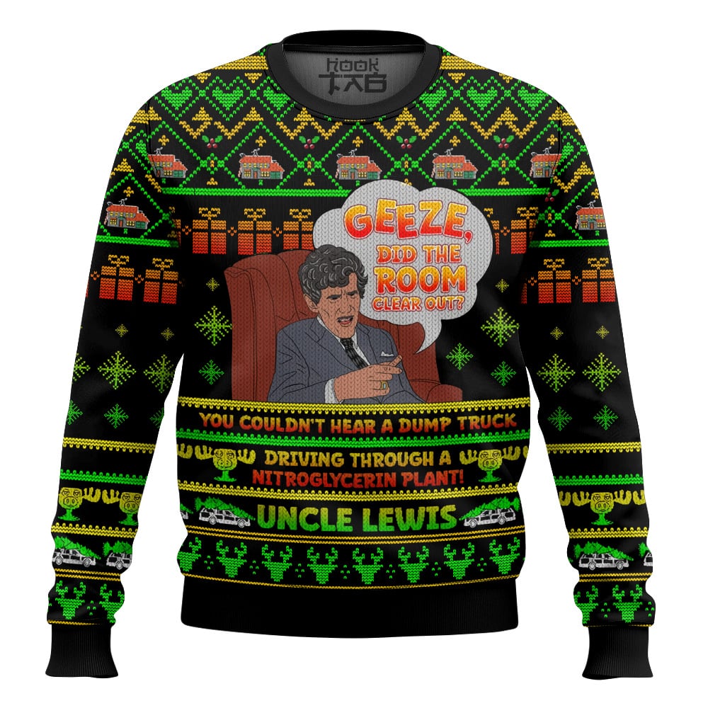 Hooktab Geeze Did The Room Clear Out National Lampoon's Vacation Ugly Christmas Sweater Hooktab Geeze Did The Room Clear Out National Lampoon's Vacation Ugly Christmas Sweater