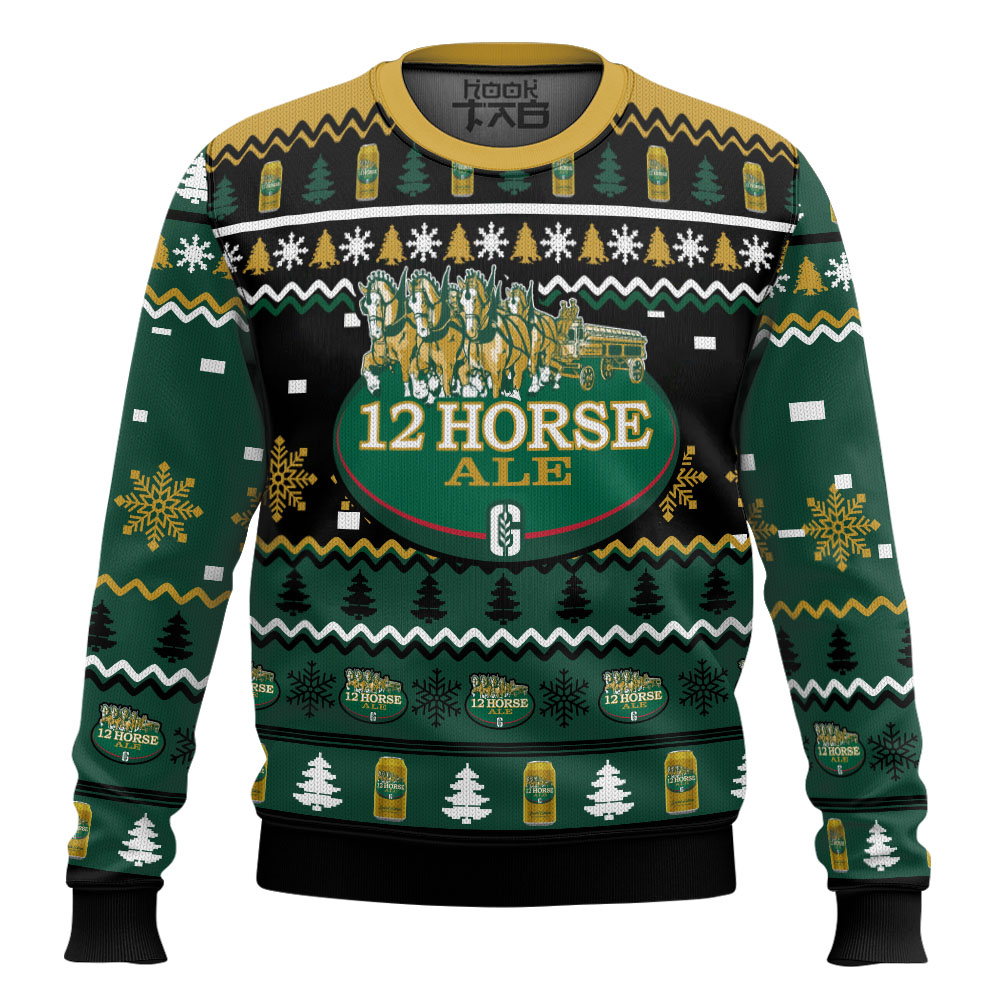 Hooktab Genesee 12 Horse Ale Ugly Christmas Sweater Hooktab Genesee 12 Horse Ale Ugly Christmas Sweater