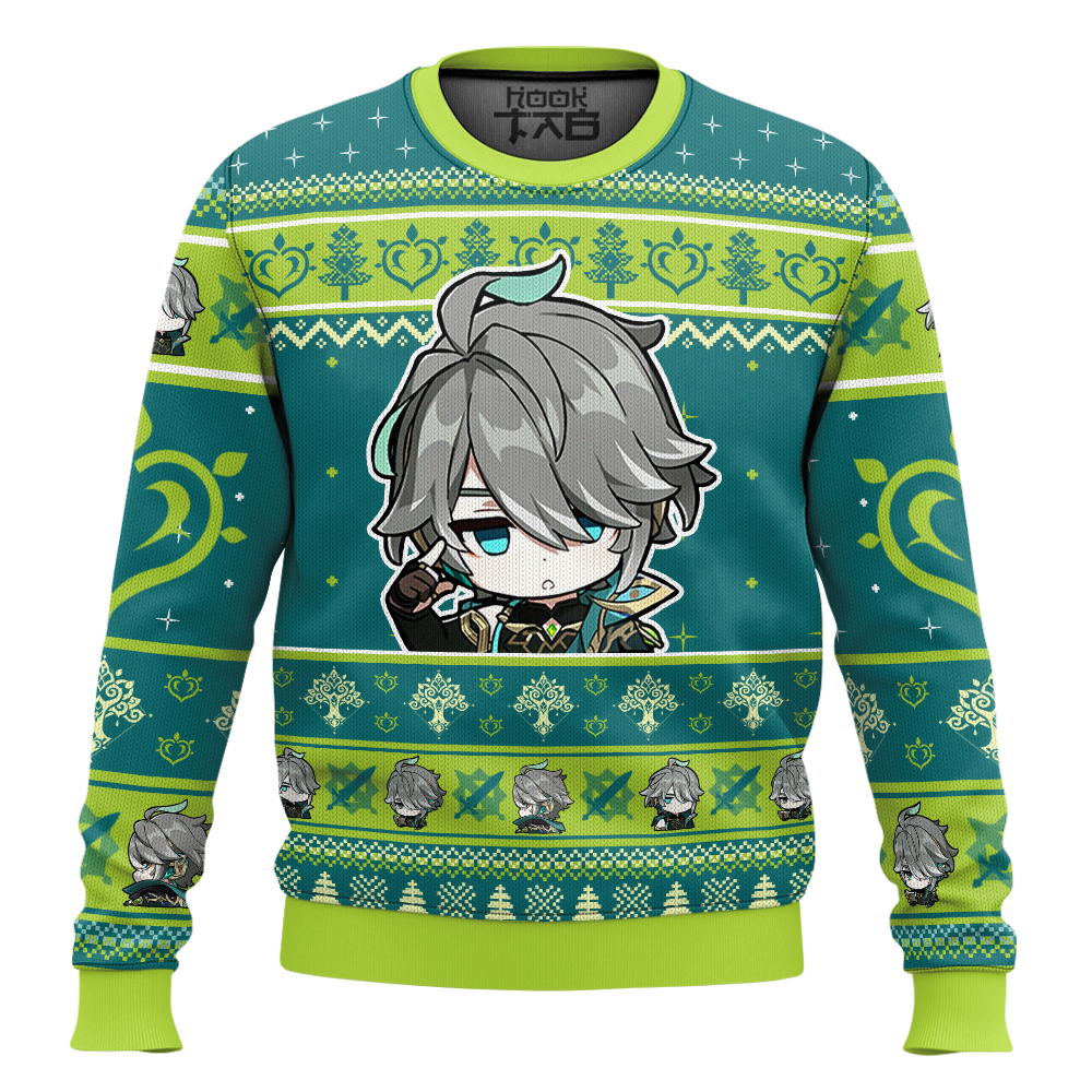 Hooktab Genshin Impact Alhaitham Ugly Christmas Sweater Hooktab Genshin Impact Alhaitham Ugly Christmas Sweater