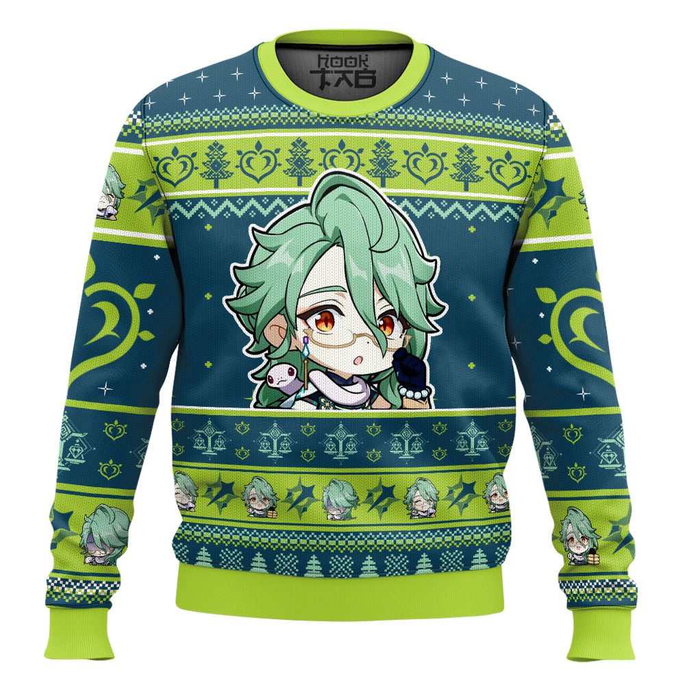 Hooktab Genshin Impact Baizhu Ugly Christmas Sweater Hooktab Genshin Impact Baizhu Ugly Christmas Sweater