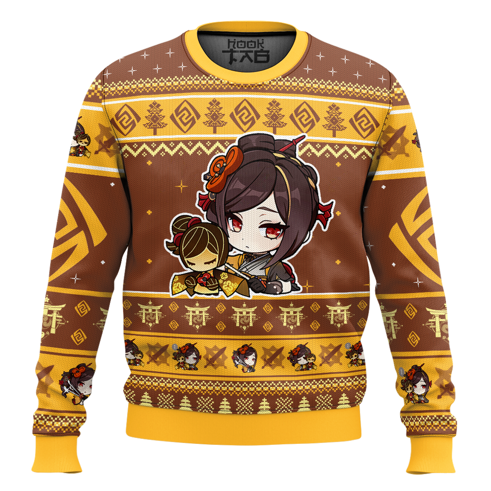 Hooktab Genshin Impact Chiori Ugly Christmas Sweater Hooktab Genshin Impact Chiori Ugly Christmas Sweater