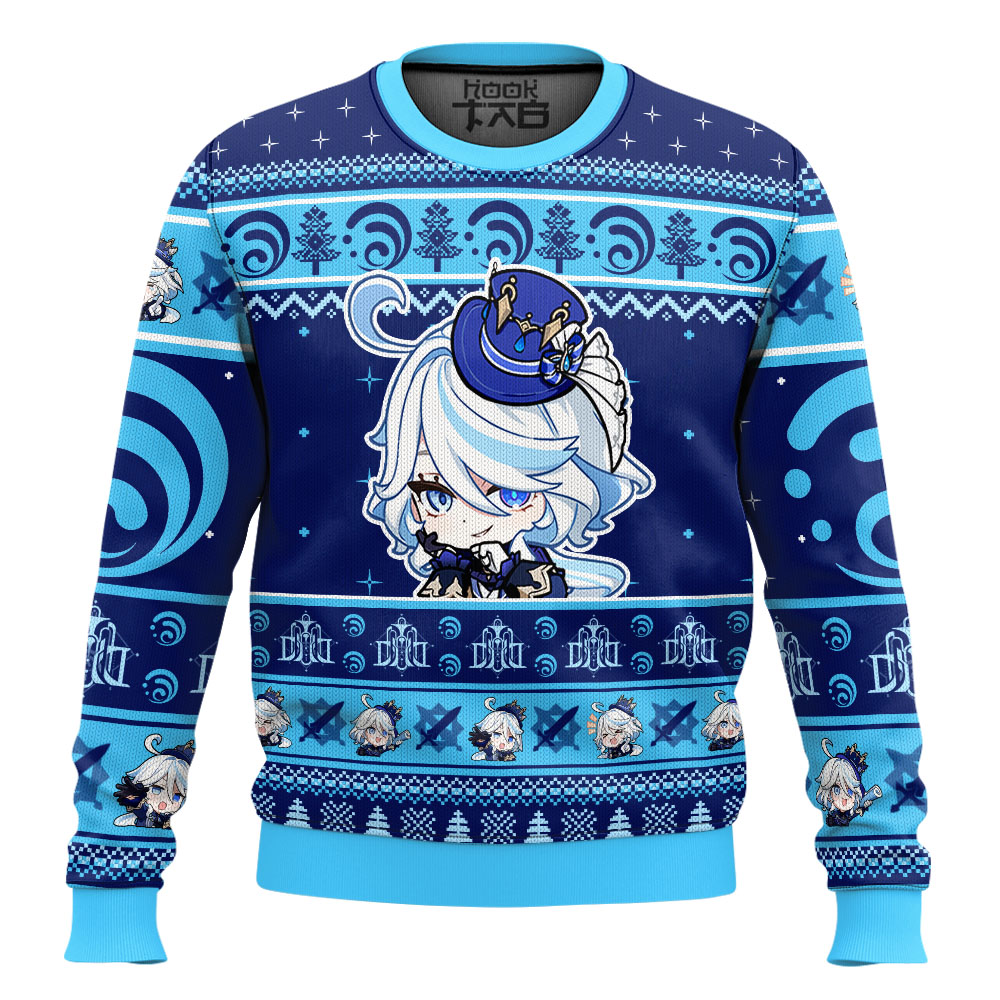 Hooktab Genshin Impact Furina Ugly Christmas Sweater Hooktab Genshin Impact Furina Ugly Christmas Sweater