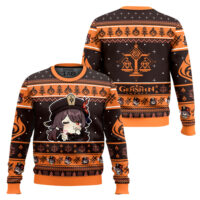 Hooktab Genshin Impact Hu Tao Ugly Christmas Sweater