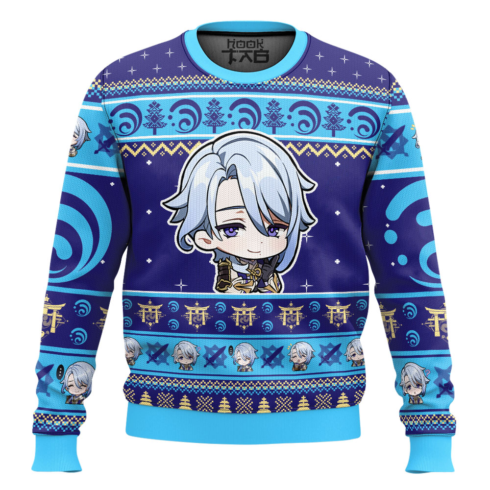 Hooktab Genshin Impact Kamisato Ayato Ugly Christmas Sweater Hooktab Genshin Impact Kamisato Ayato Ugly Christmas Sweater