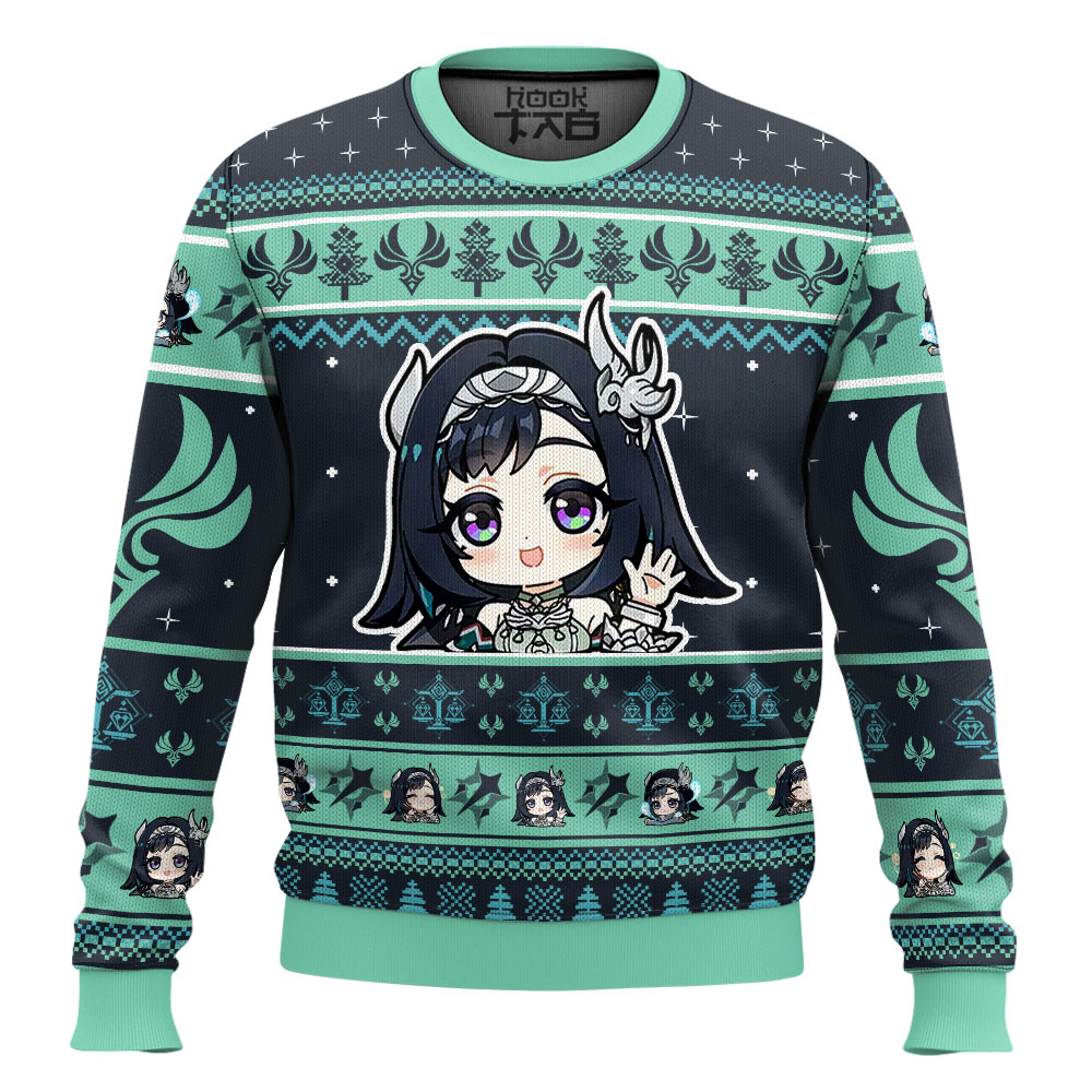 Hooktab Genshin Impact Lan Yan Ugly Christmas Sweater Hooktab Genshin Impact Lan Yan Ugly Christmas Sweater