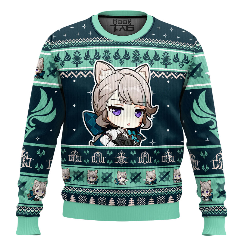Hooktab Genshin Impact Lynette Ugly Christmas Sweater Hooktab Genshin Impact Lynette Ugly Christmas Sweater