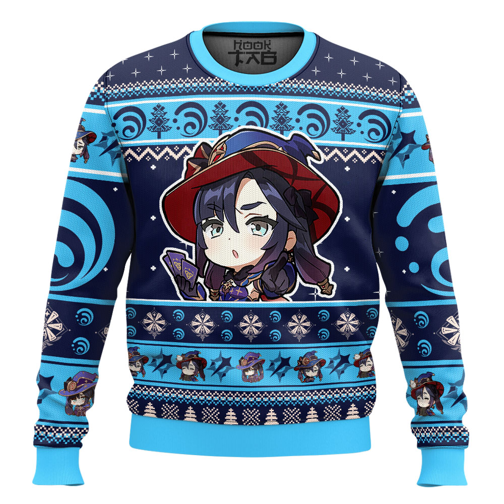 Hooktab Genshin Impact Mona Ugly Christmas Sweater Hooktab Genshin Impact Mona Ugly Christmas Sweater