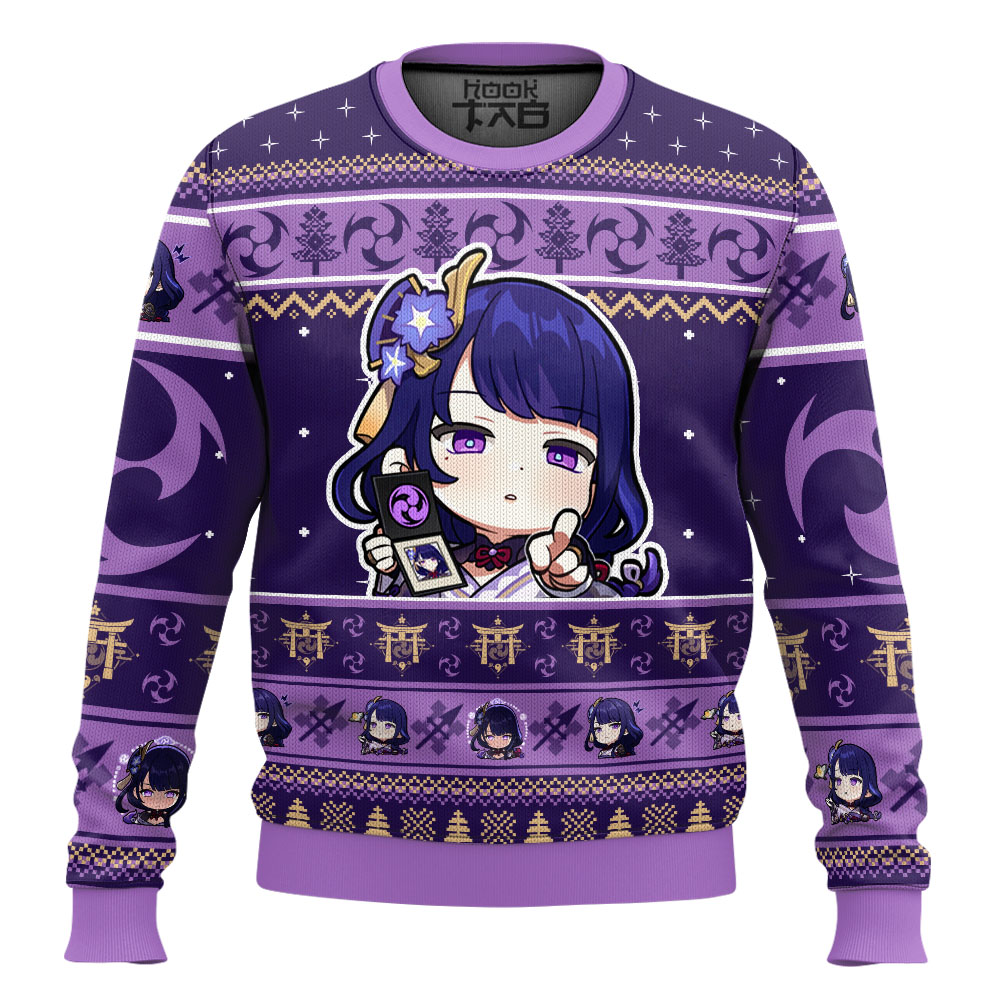 Hooktab Genshin Impact Raiden Shogun Ugly Christmas Sweater Hooktab Genshin Impact Raiden Shogun Ugly Christmas Sweater