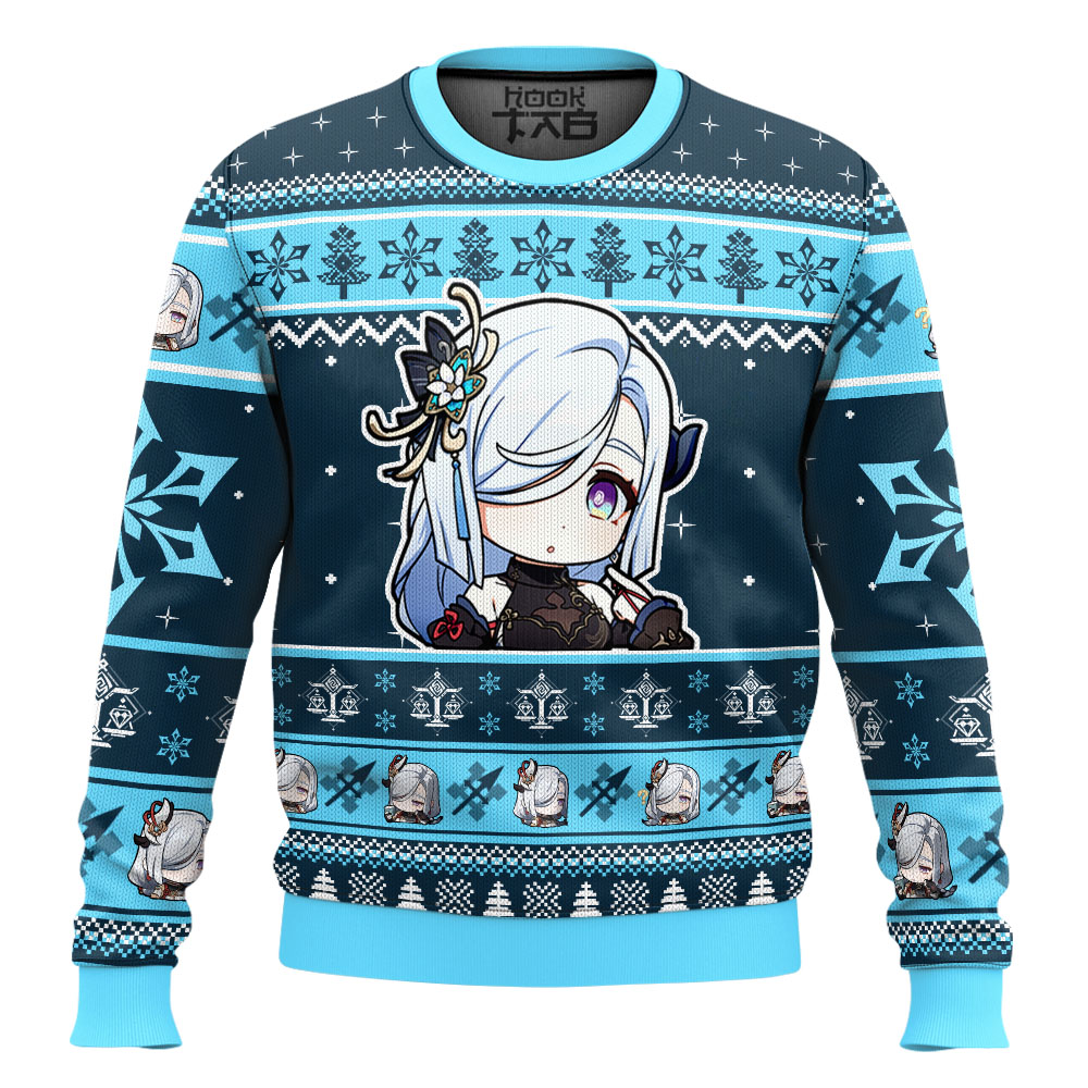 Hooktab Genshin Impact Shenhe Ugly Christmas Sweater Hooktab Genshin Impact Shenhe Ugly Christmas Sweater