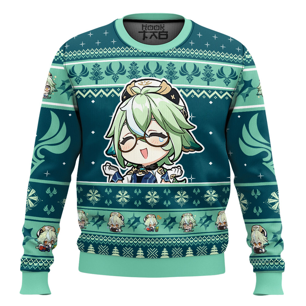 Hooktab Genshin Impact Sucrose Ugly Christmas Sweater Hooktab Genshin Impact Sucrose Ugly Christmas Sweater