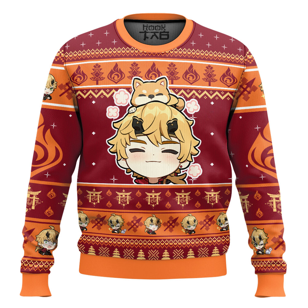 Hooktab Genshin Impact Thoma Ugly Christmas Sweater Hooktab Genshin Impact Thoma Ugly Christmas Sweater