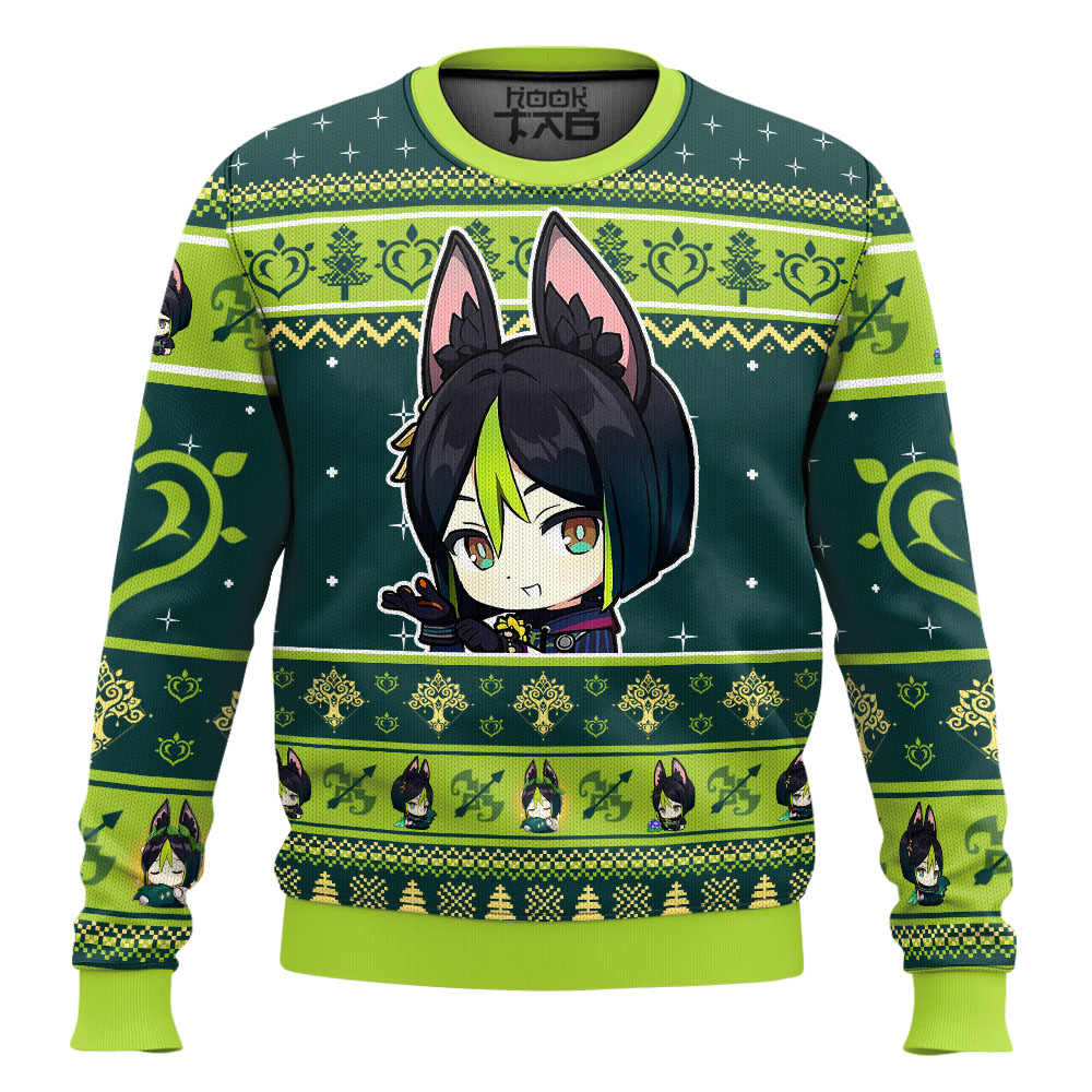 Hooktab Genshin Impact Tighnari Ugly Christmas Sweater Hooktab Genshin Impact Tighnari Ugly Christmas Sweater