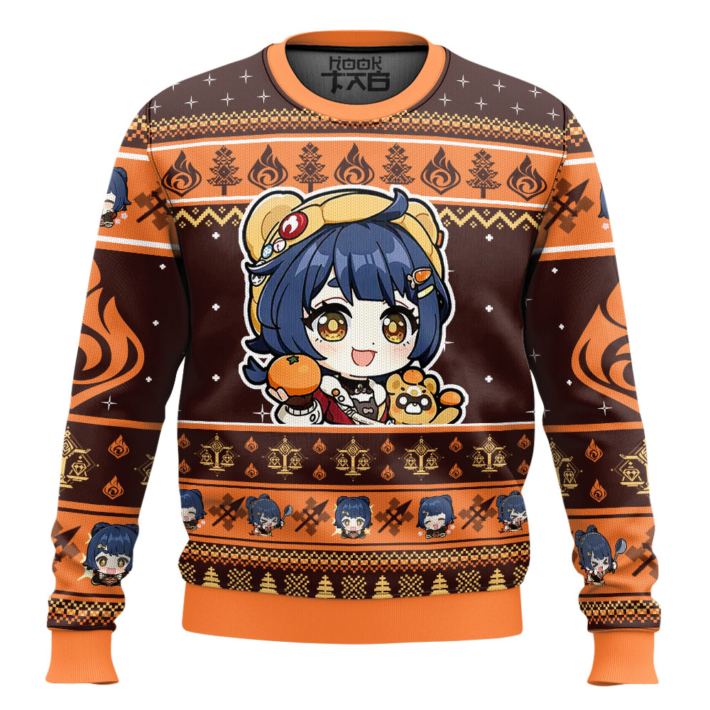 Hooktab Genshin Impact Xiangling Ugly Christmas Sweater Hooktab Genshin Impact Xiangling Ugly Christmas Sweater