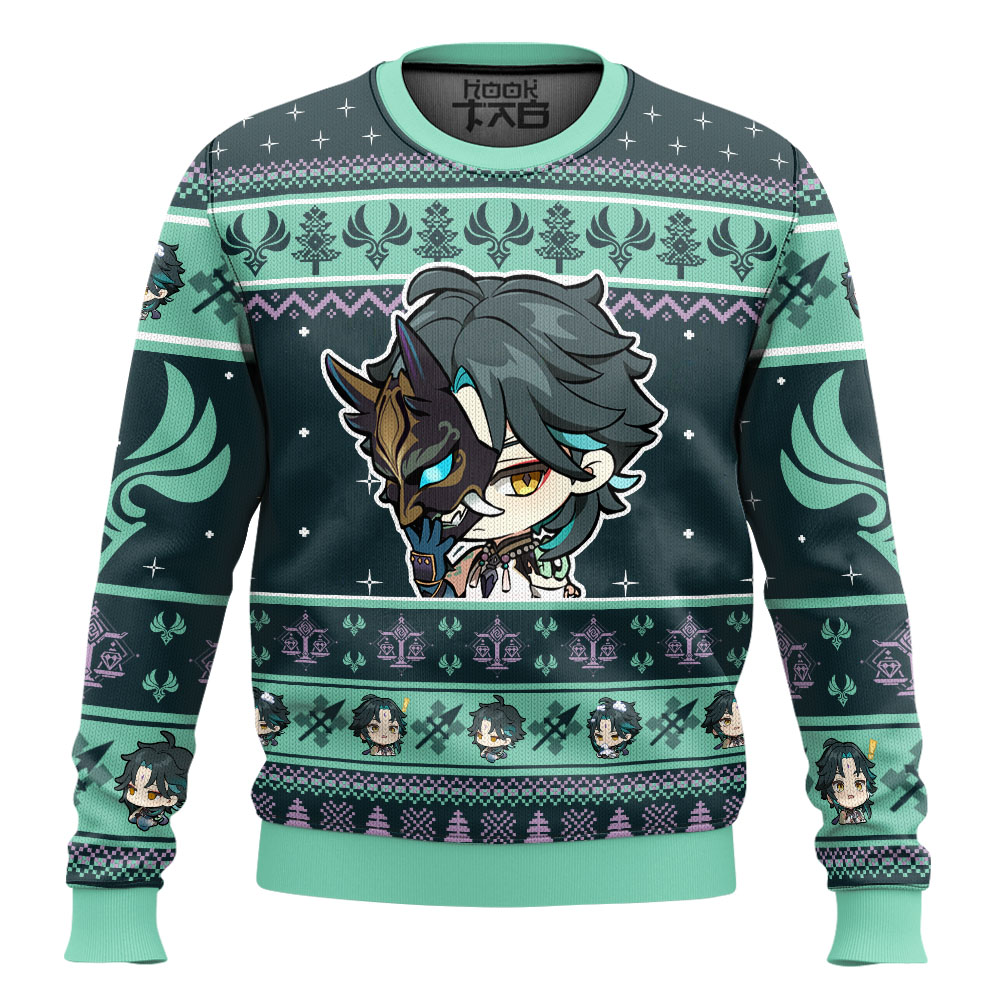 Hooktab Genshin Impact Xiao Ugly Christmas Sweater Hooktab Genshin Impact Xiao Ugly Christmas Sweater