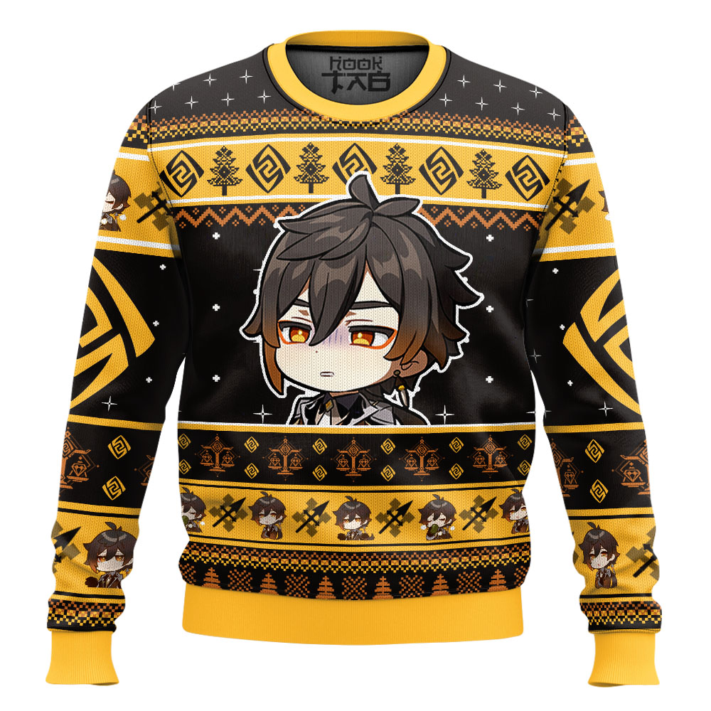 Hooktab Genshin Impact Zhongli Ugly Christmas Sweater Hooktab Genshin Impact Zhongli Ugly Christmas Sweater
