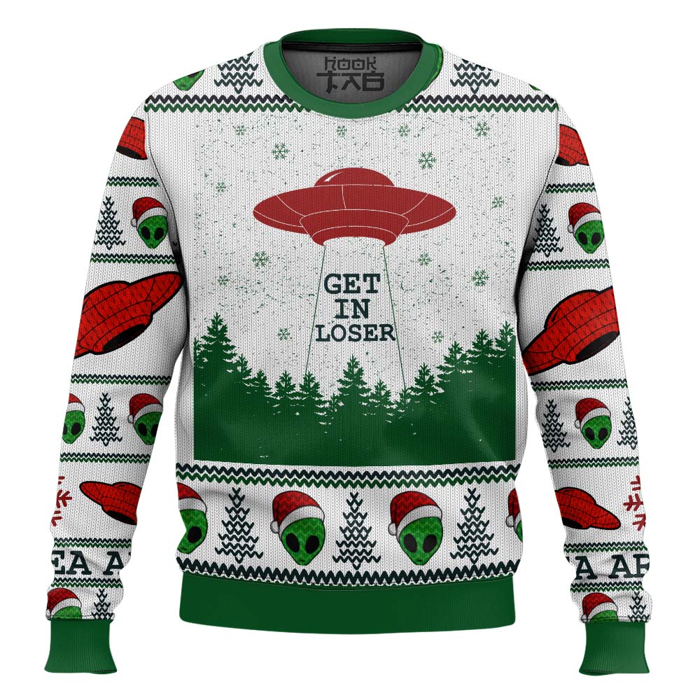 Hooktab Get In Loser Area 51 Ugly Christmas Sweater Hooktab Get In Loser Area 51 Ugly Christmas Sweater
