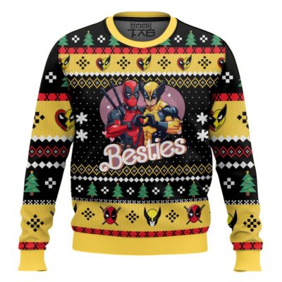 Get In Loser Besties Deadpool & Wolverine Ugly Christmas Sweater