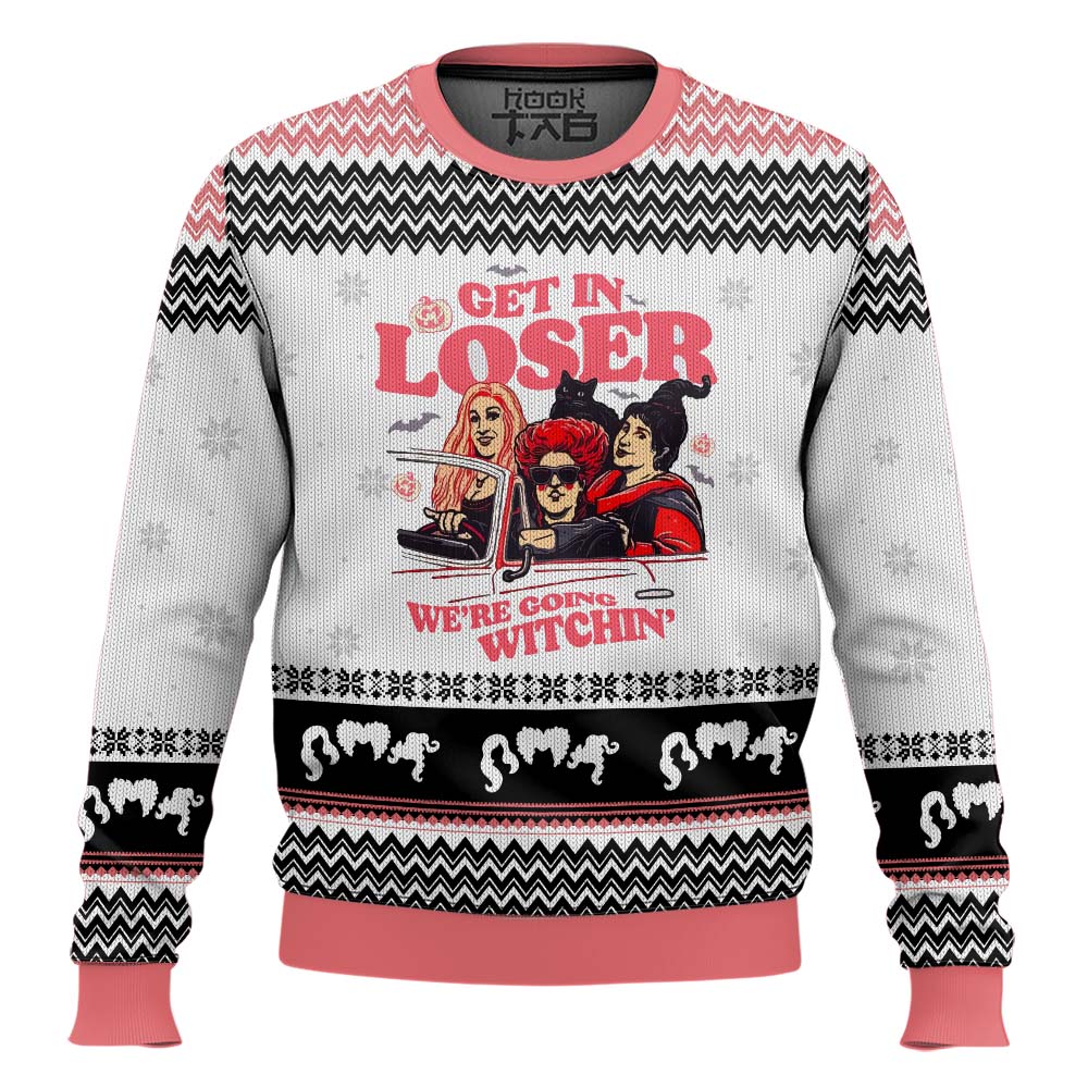Hooktab Get In Loser Hocus Pocus Ugly Christmas Sweater Hooktab Get In Loser Hocus Pocus Ugly Christmas Sweater