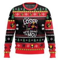 Hooktab Get In Loser We're Saving MCU Deadpool & Wolverine Ugly Christmas Sweater
