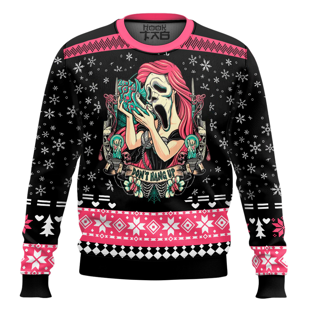 Hooktab Ghostface Don't Hang Up Scream Ugly Christmas Sweater Hooktab Ghostface Don't Hang Up Scream Ugly Christmas Sweater