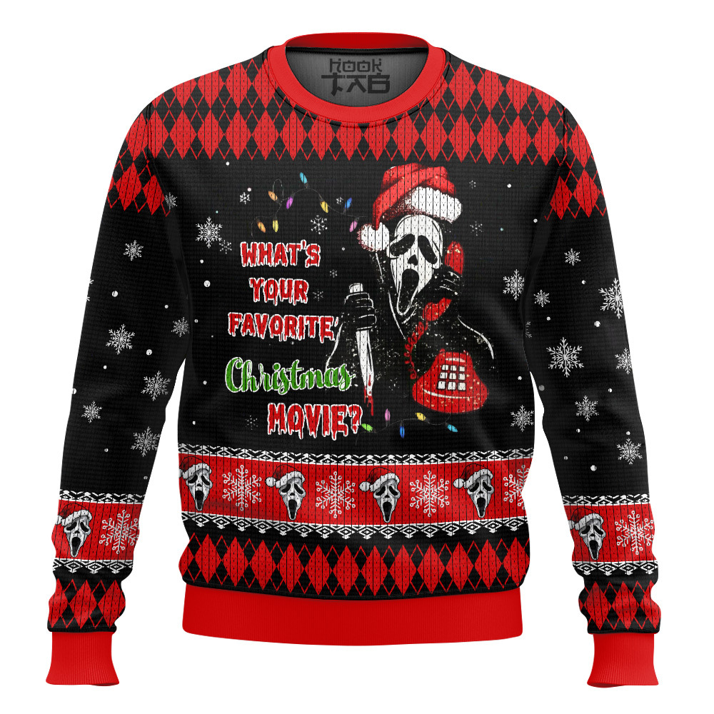 Hooktab Ghostface Favorite Christmas Movie Ugly Christmas Sweater Hooktab Ghostface Favorite Christmas Movie Ugly Christmas Sweater
