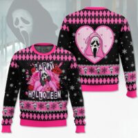 Hooktab Ghostface Happy Halloween Scream Ugly Christmas Sweater