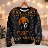 Hooktab Ghostface So Call Me Maybe Scream Ugly Christmas Sweater