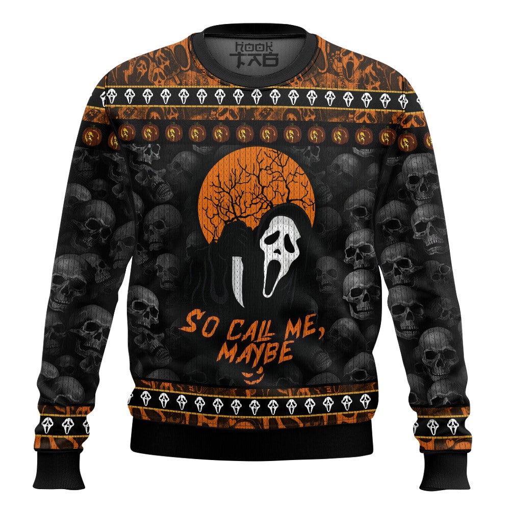 Hooktab Ghostface So Call Me Maybe Scream Ugly Christmas Sweater Hooktab Ghostface So Call Me Maybe Scream Ugly Christmas Sweater