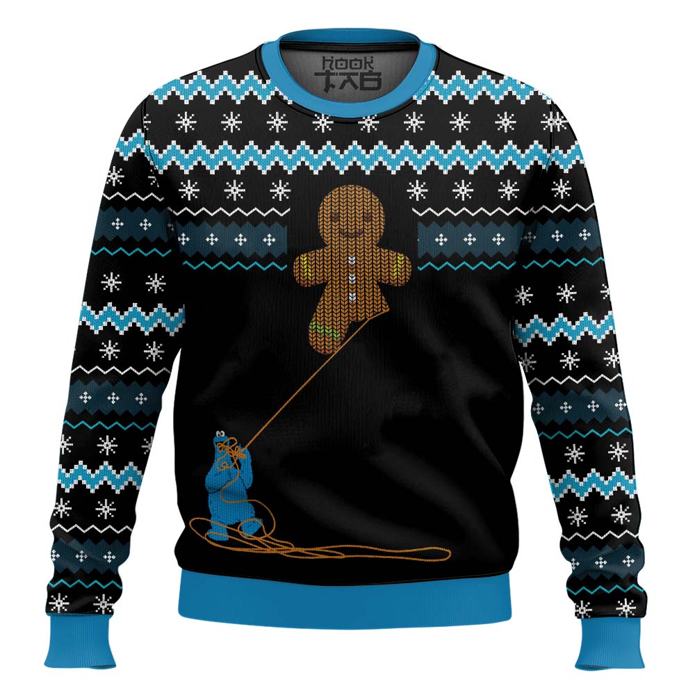 Hooktab Gingerbread Cookie Monster The Muppet Show Ugly Christmas Sweater Hooktab Gingerbread Cookie Monster The Muppet Show Ugly Christmas Sweater