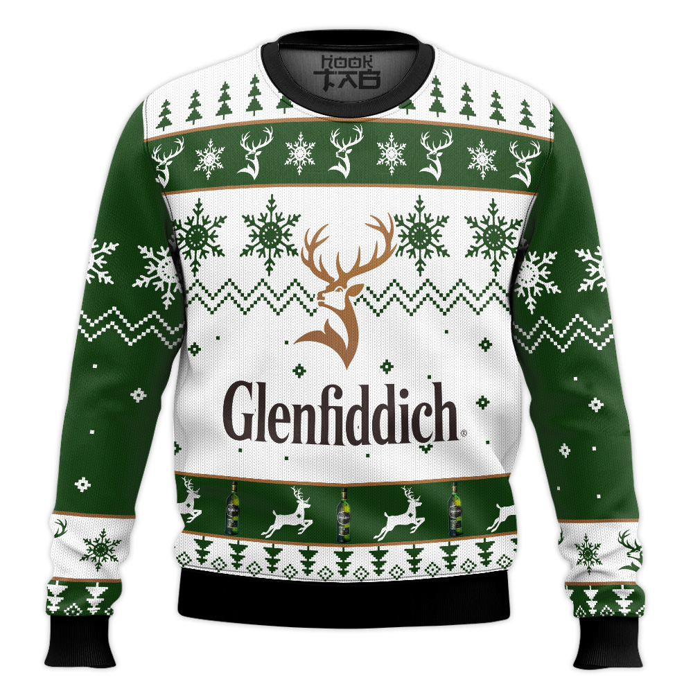 Hooktab Glenfiddich Whisky Wine Ugly Christmas Sweater Hooktab Glenfiddich Whisky Wine Ugly Christmas Sweater