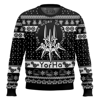 Glory to Mankind Yorha Nier Automata Ugly Christmas Sweater