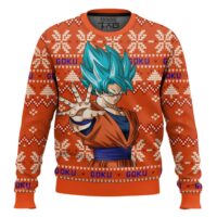 Hooktab Goku Blue Dragon Ball Z Ugly Christmas Sweater