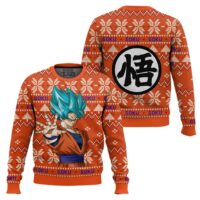 Hooktab Goku Blue Dragon Ball Z Ugly Christmas Sweater