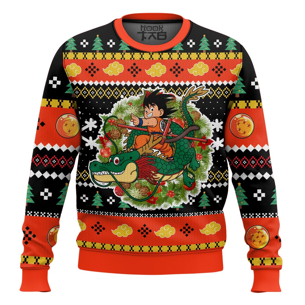 Hooktab Goku Christmas Wreath Dragon Ball Ugly Christmas Sweater Hooktab Goku Christmas Wreath Dragon Ball Ugly Christmas Sweater